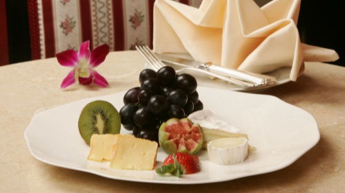 Cheese and Fruits on plate